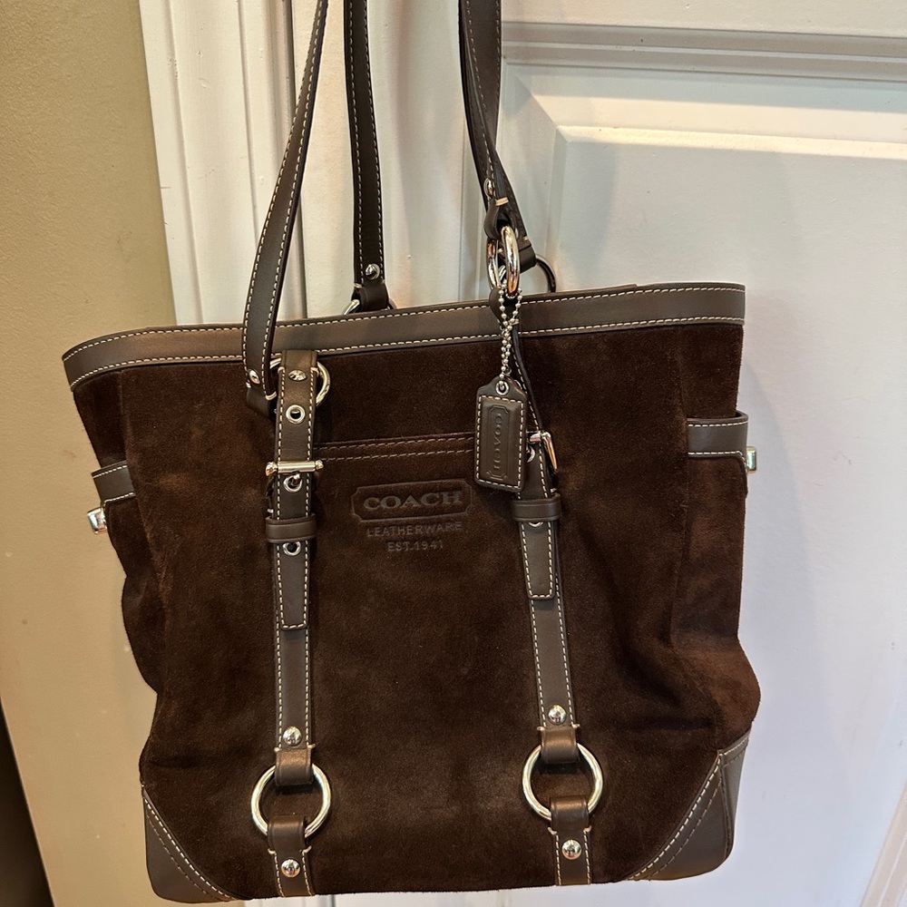Coach Brown Suede Leather Tote